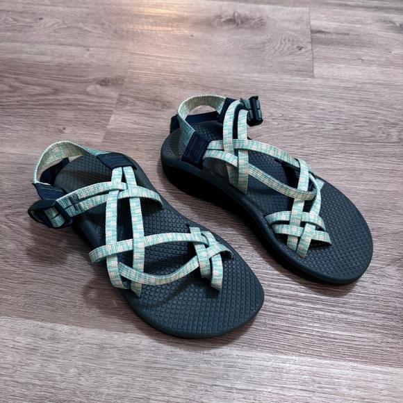 Chaco ZX2 Women’s 6 Sandals Hiking Outdoor Green Blue - Picture 1 of 5